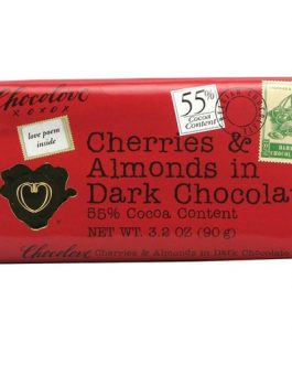 Chocolove Dark Chocolate Bar Cherry & Almond (12×3.2 Oz)