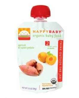 Happy Baby Organic Stage 2 Pouch Foods Apricots & Sweet Potatoes (16×3.5 Oz)