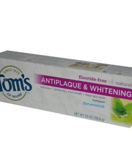 Tom’s Of Maine Tartar Control+Whitening Spearmint Fluoride Free Toothpaste (6×5.5 Oz)