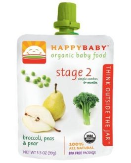 Happy Baby Broccoli, Peas & Pear Stage 2 Baby Food (16×3.5 Oz)