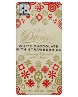 Divine Chocolate White With Strawberries (10×3.5 Oz)