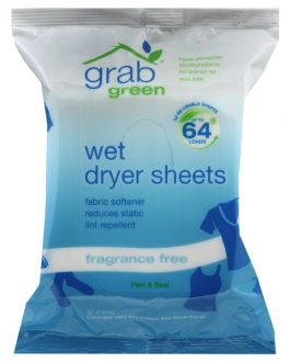 Grab Green Wet Dryer Sheet Fragrance Free (6×32 CT)