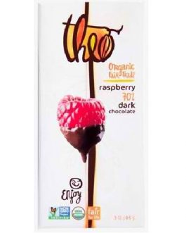 Theo Chocolate Raspberry, Dark Chocolate 70% (12×3 OZ)