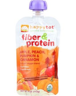 Happy Tot Fiber and Protein, Organic Apple, Peach, Pumpkin and Cinnamon (16×4 OZ)