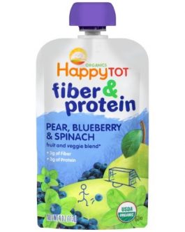 Happy Tot Organics Fiber & Protein, Pears, Blueberries and Spinach (16×4 OZ)