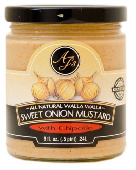 AJ’s Natural Walla Walla Sweet Onion Mustard with Chipotle (6×9 OZ)