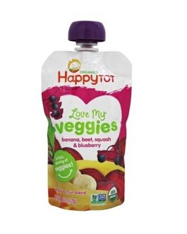 Happy Tot Love My Veggies Organic Banana Beet Squash and Blueberry Blend (16×4.22 OZ)