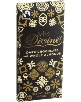 Divine Chocolate Dark Chocolate with Whole Almonds Bar (10×3.5 OZ)