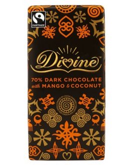 Divine Chocolate 70% Dark Chocolate With Mango And Coconut Bar (10×3.5 OZ)