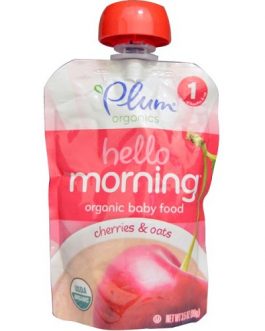 Plum Organics Hello Morning, Organic Baby Food, Cherries & Oats (6X3.5 OZ)