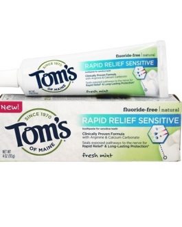 Tom’s of Maine Rapid Relief Sensitive Fluoride-Free Natural Toothpaste Fresh Mint (6×4 OZ)