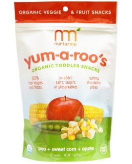 Nurturme Organic Toddler Snacks, Yum-A-Roo’S, Pea + Sweet Corn + Apple (6X1 OZ)