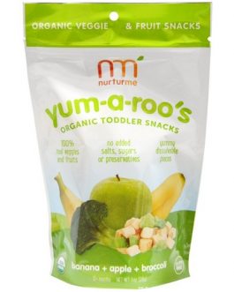 Nurturme Organic Toddler Snacks, Yum-A-Roo’S, Banana + Apple + Broccoli (6X1 OZ)