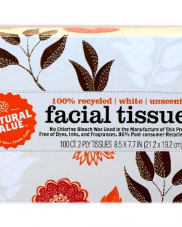 Natural Value Facial Tissues 2-Ply Unscented (30×100 CT)