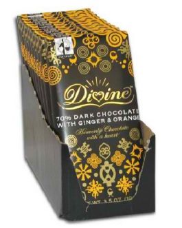 Divine Chocolate Dark w/Ginger & Orange (10×3.5 Oz)